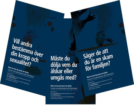 Affischer från Centrum Mot Hedersrelaterat Våld (CMHV)